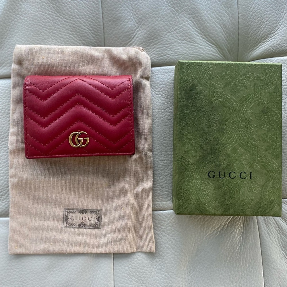 Gucci GG Marmont Red Leather Wallet – Great Condition